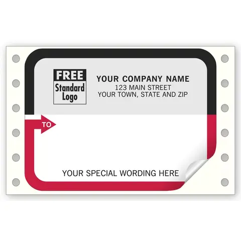 1289 - Continuous Mailing Labels, Black & Red Arrow