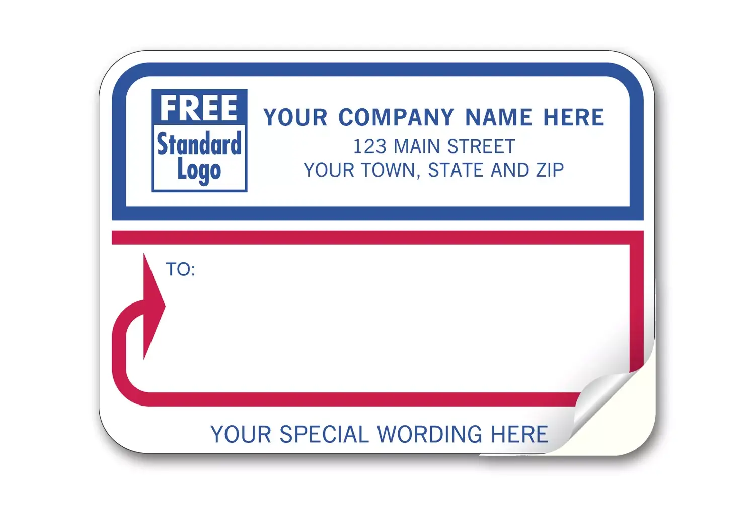 74 - Padded Mailing Labels, Red & Blue