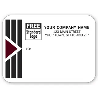 R1681 - Mailing Label Rolls, Burgundy Arrow & Black Stripes