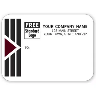 R1681 - Mailing Label Rolls, Burgundy Arrow & Black Stripes