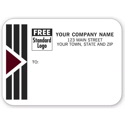 R1681 - Mailing Label Rolls, Burgundy Arrow & Black Stripes