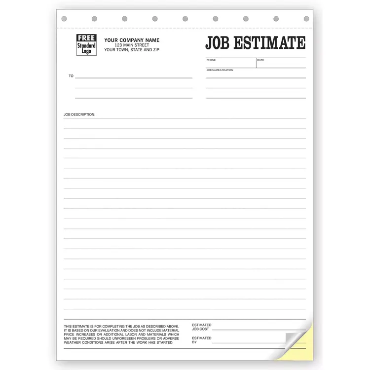 Personalized Job Estimate Printing