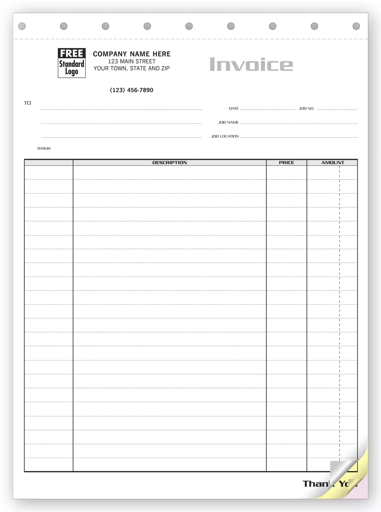 209 - Job Invoices, Carbonless Paper