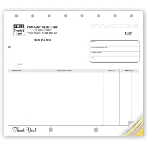 107 - Compact Carbonless Invoices, Unlined