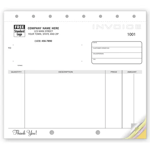 107 - Compact Carbonless Invoices, Unlined