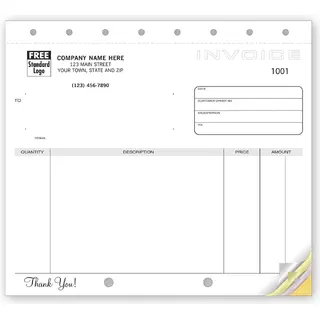 107 - Compact Carbonless Invoices, Unlined