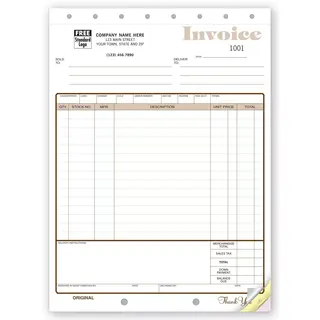 117 - Custom Printed Appliance or Furniture Invoices