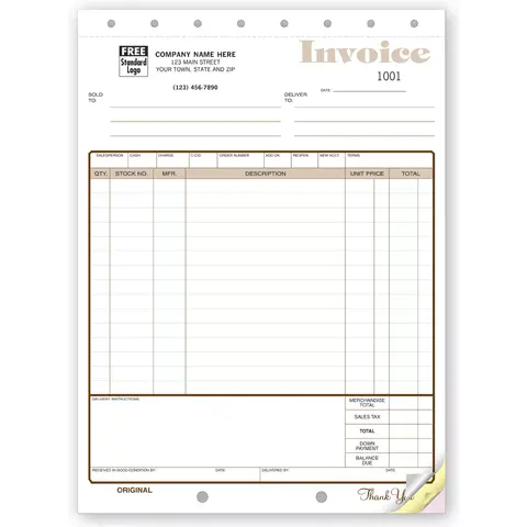 117 - Custom Printed Appliance or Furniture Invoices