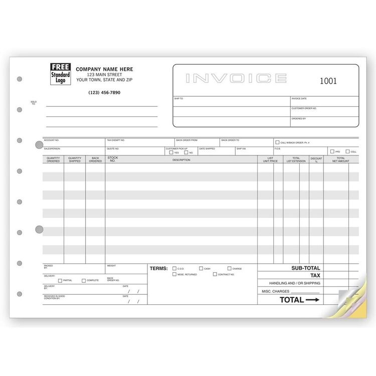 119 - Custom Printed Horizontal Wholesale Invoices