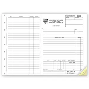6545 - Custom Printed Horizontal Carbonless Job Invoices
