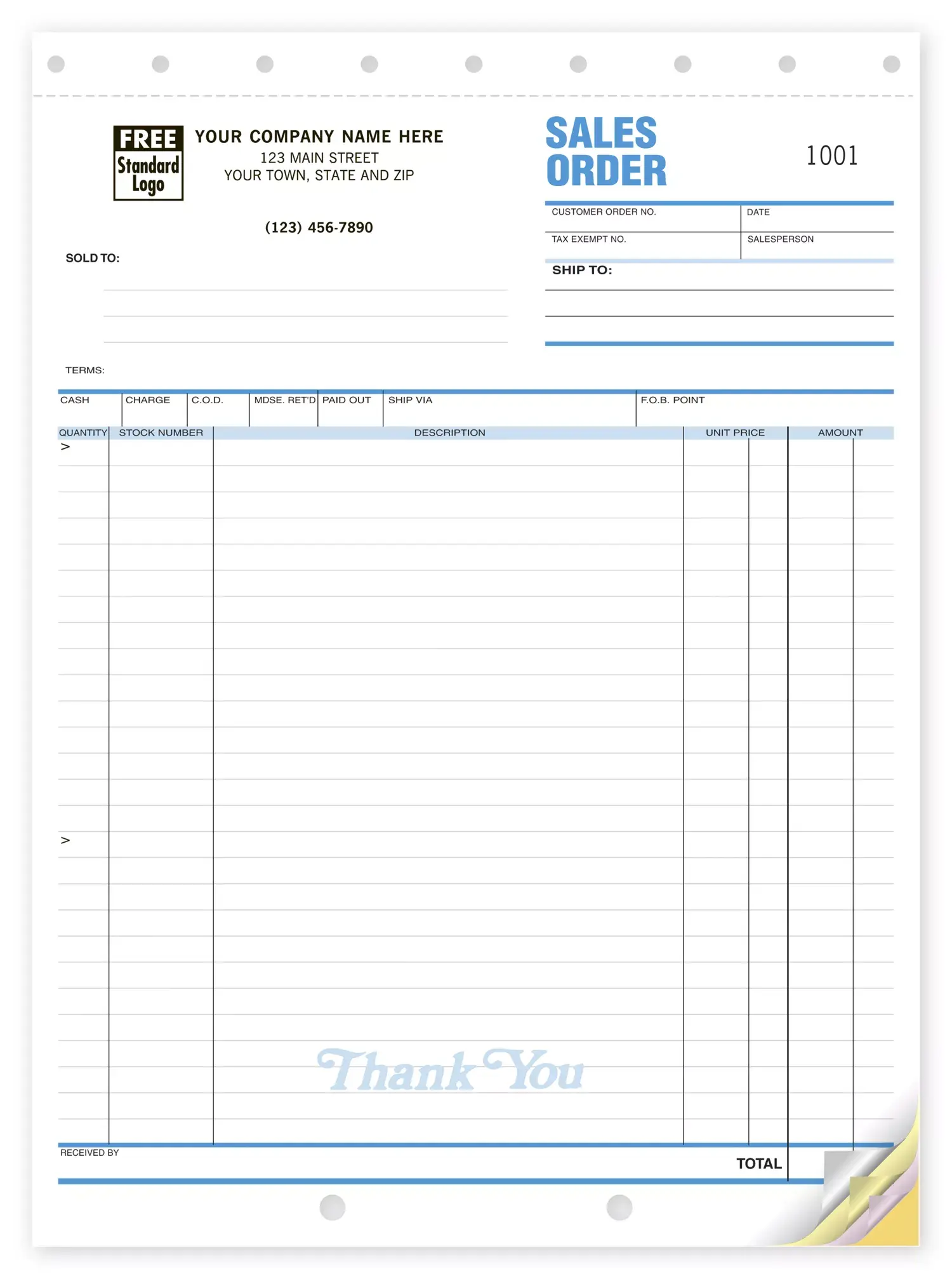 53 - Sales Order Forms - COD, Ship Via and FOB Sections