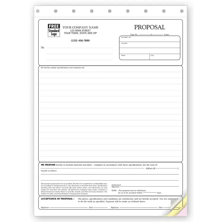 Triplicate Proposals - Stationery Quality