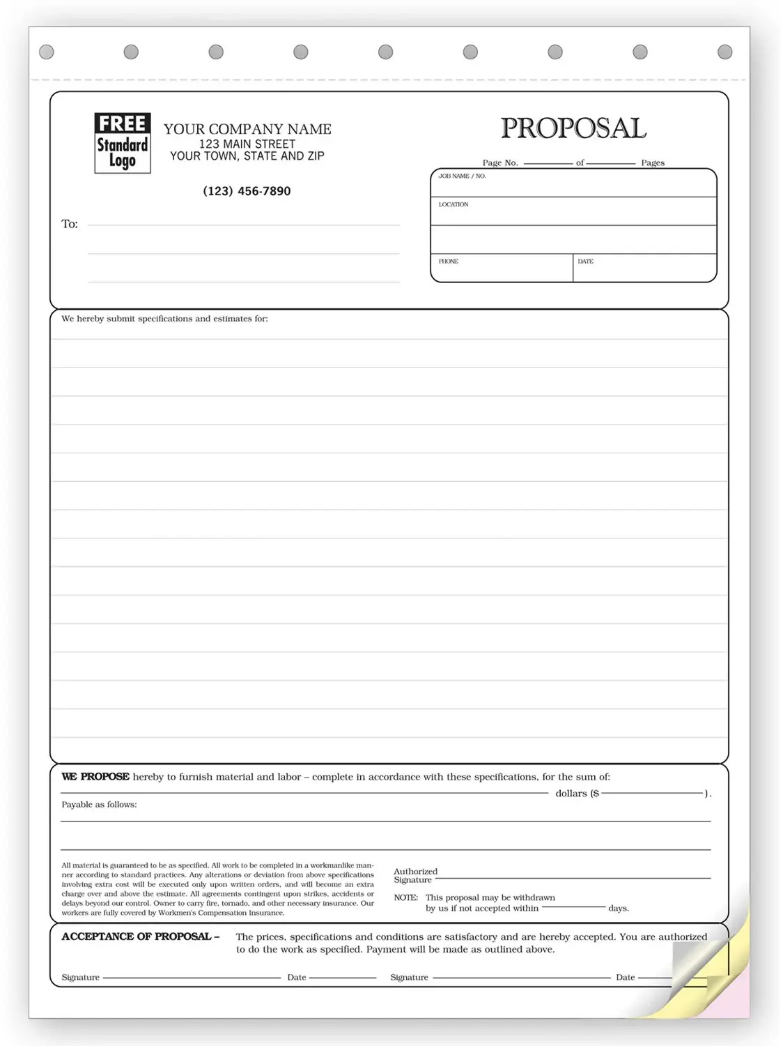 Triplicate Proposals - Stationery Quality