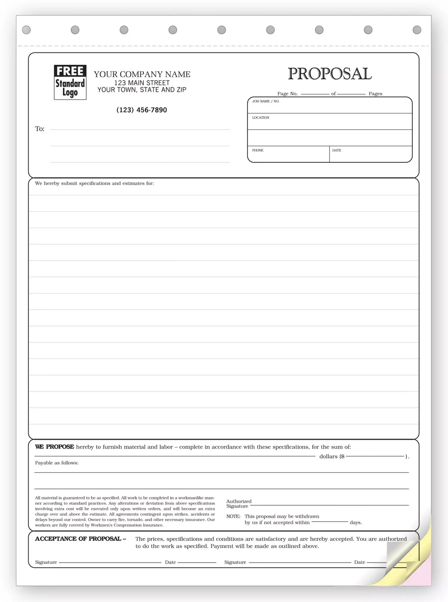 Triplicate Proposals - Stationery Quality