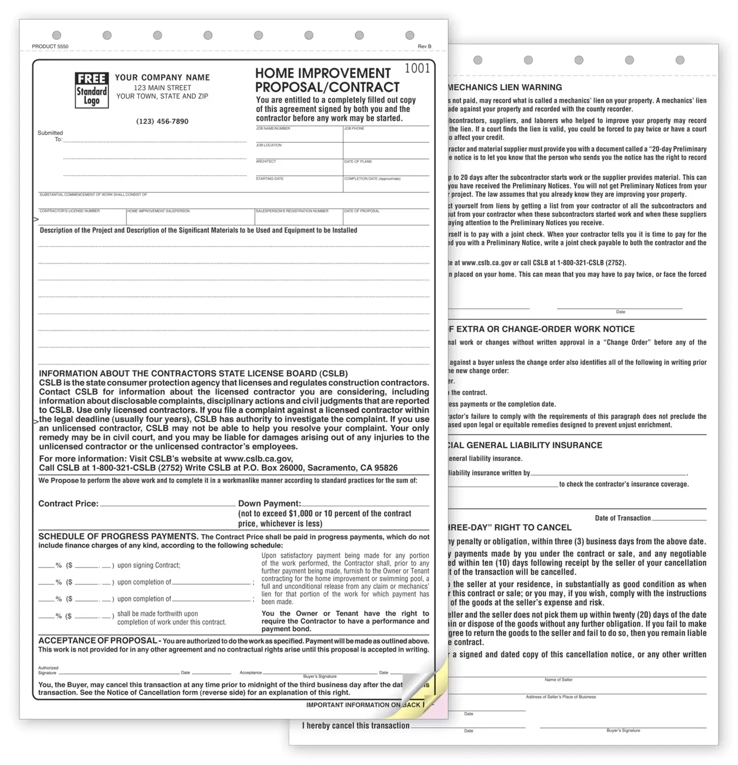5550 - Triplicate California State Proposals