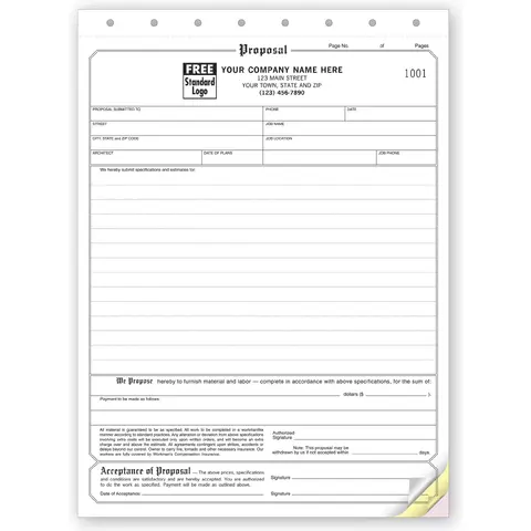 118 - Triplicate Proposals, Carbonless Format