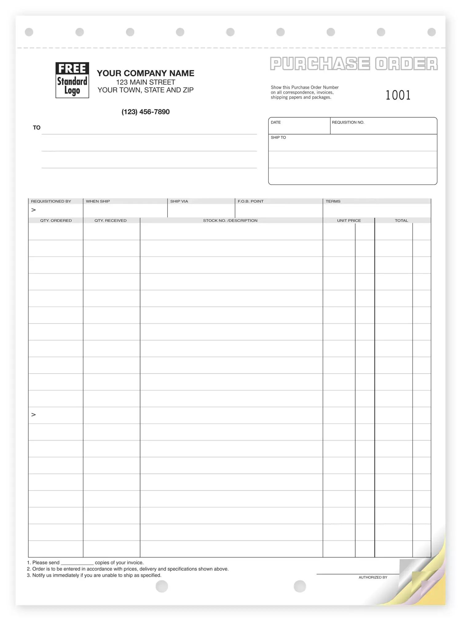 92 - Custom Printed Carbonless Purchase Orders