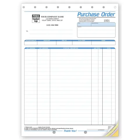 4586 - Custom Printed Purchase Orders with Requisitioned By and Shipment Details