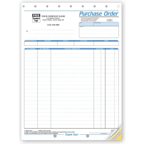 4586 - Custom Printed Purchase Orders with Requisitioned By and Shipment Details