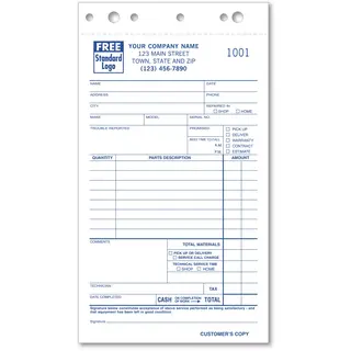308 - Service Order Forms with Parts Details Section