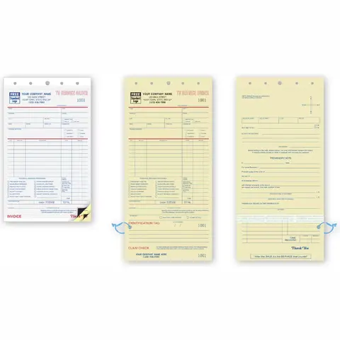 309 - TV Repair Invoices, with Carbon Copy