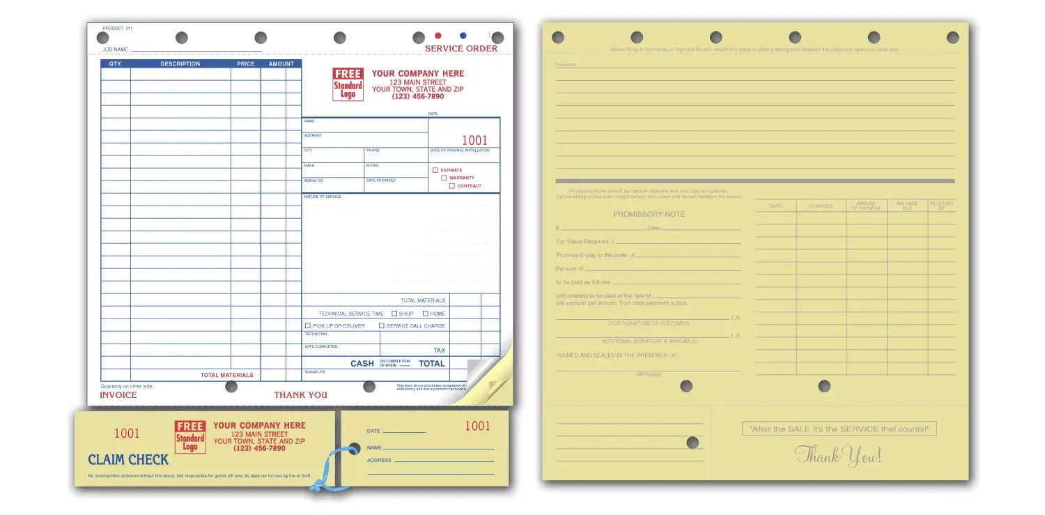 Service Order Forms & Claim Check