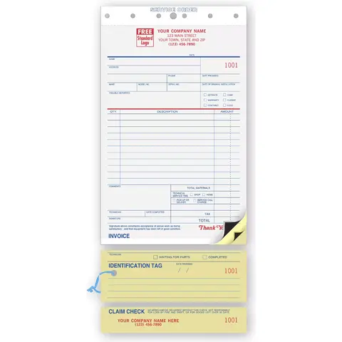 312 - Carbon Copy Service Orders with Identification Tag and Claim Check