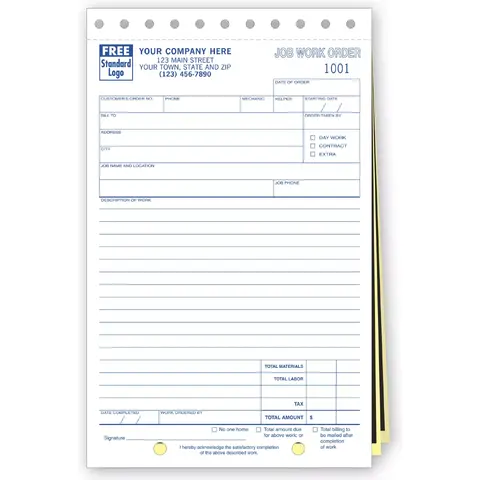 258 - Job Work Orders, Carbon Copy