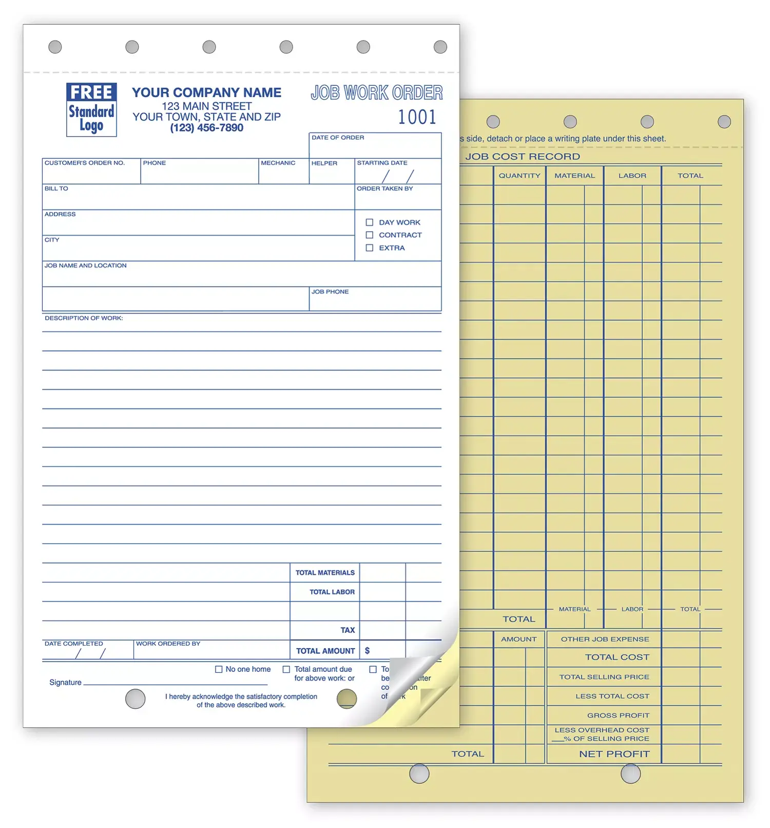 6558 - Carbonless Job Work Orders