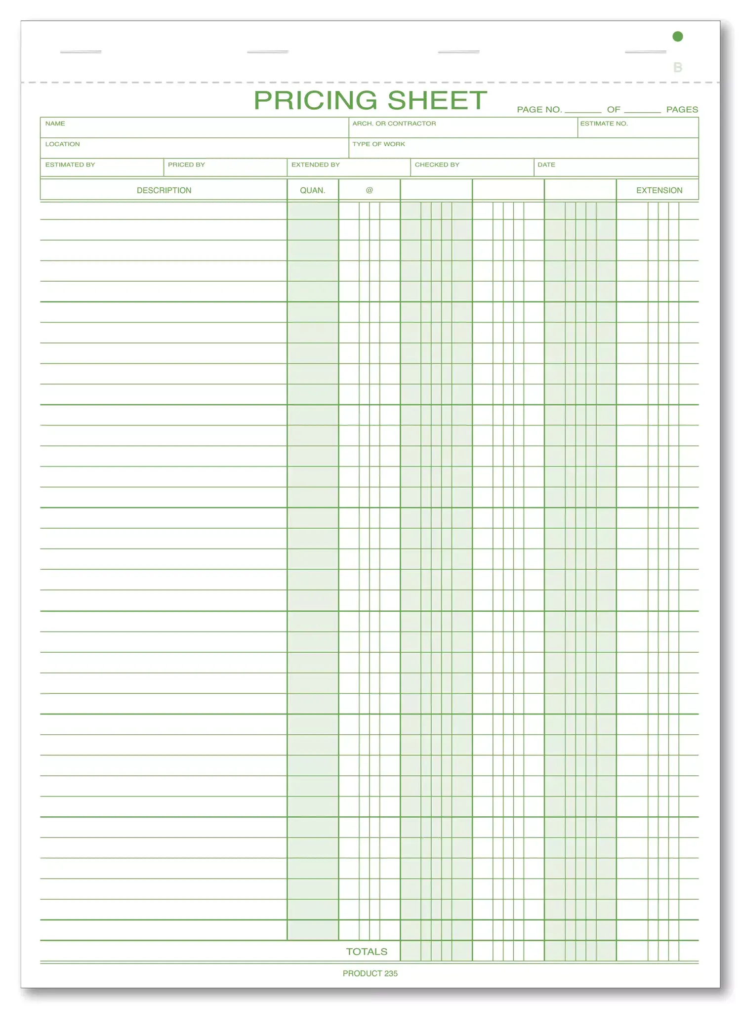 235 - Pricing Estimate Pads