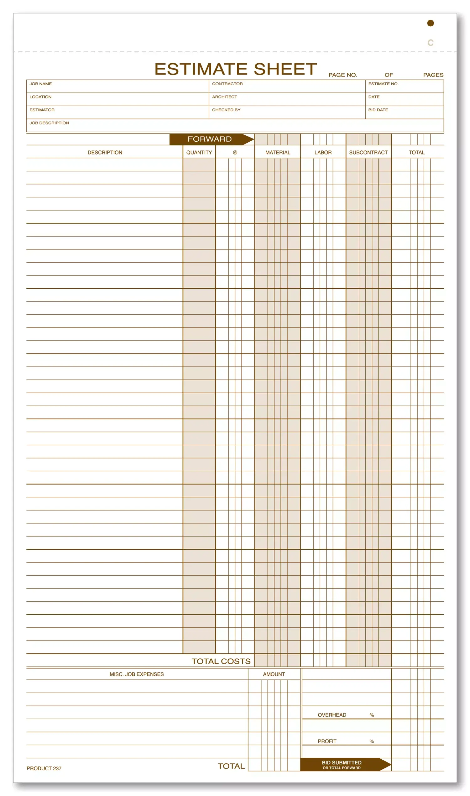 237 - Estimate Pads