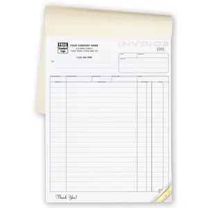 Customized 3-part carbonless invoice book with 22 description lines and business logo