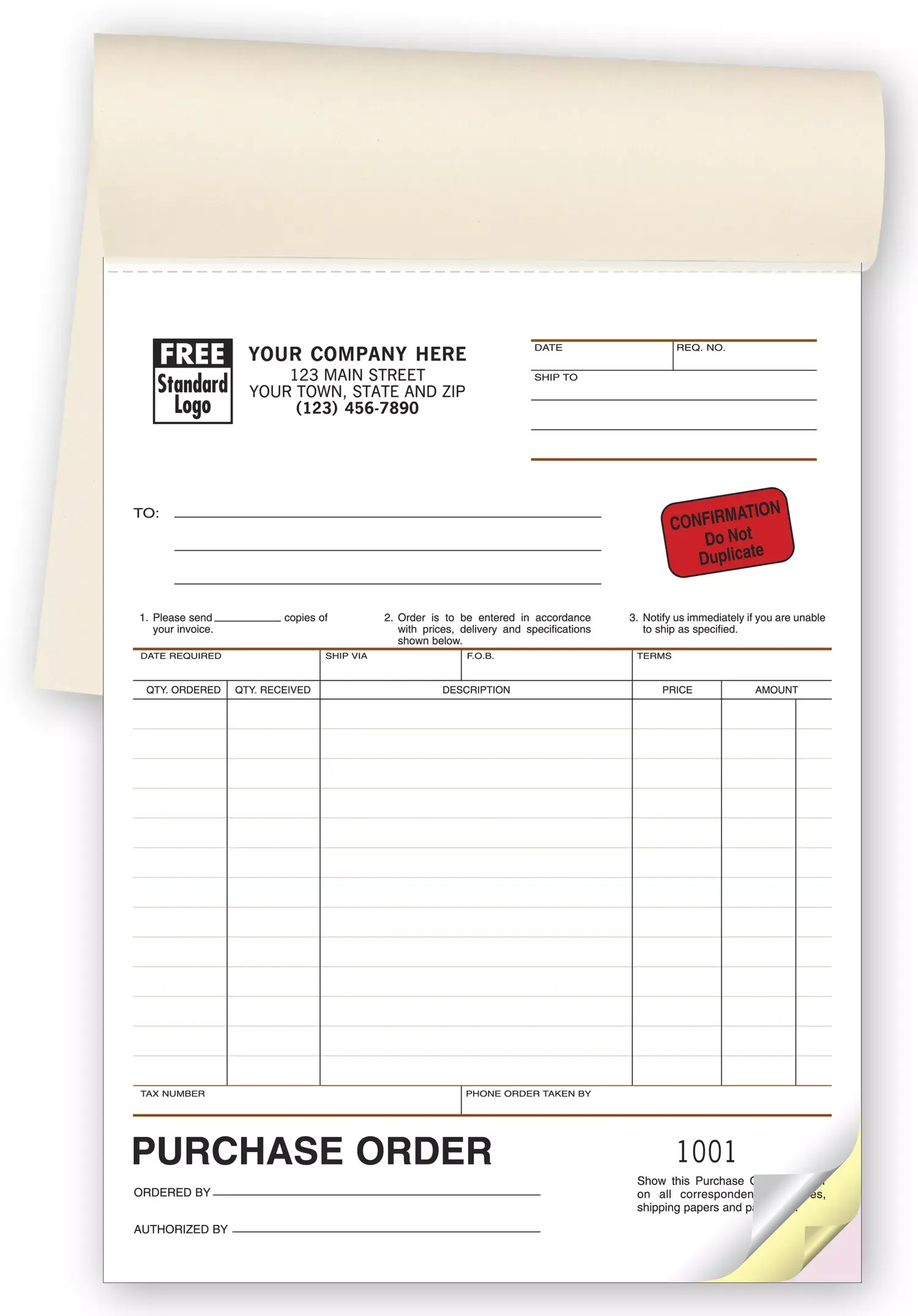 87 - Purchase Order Books with Confirmation Labels