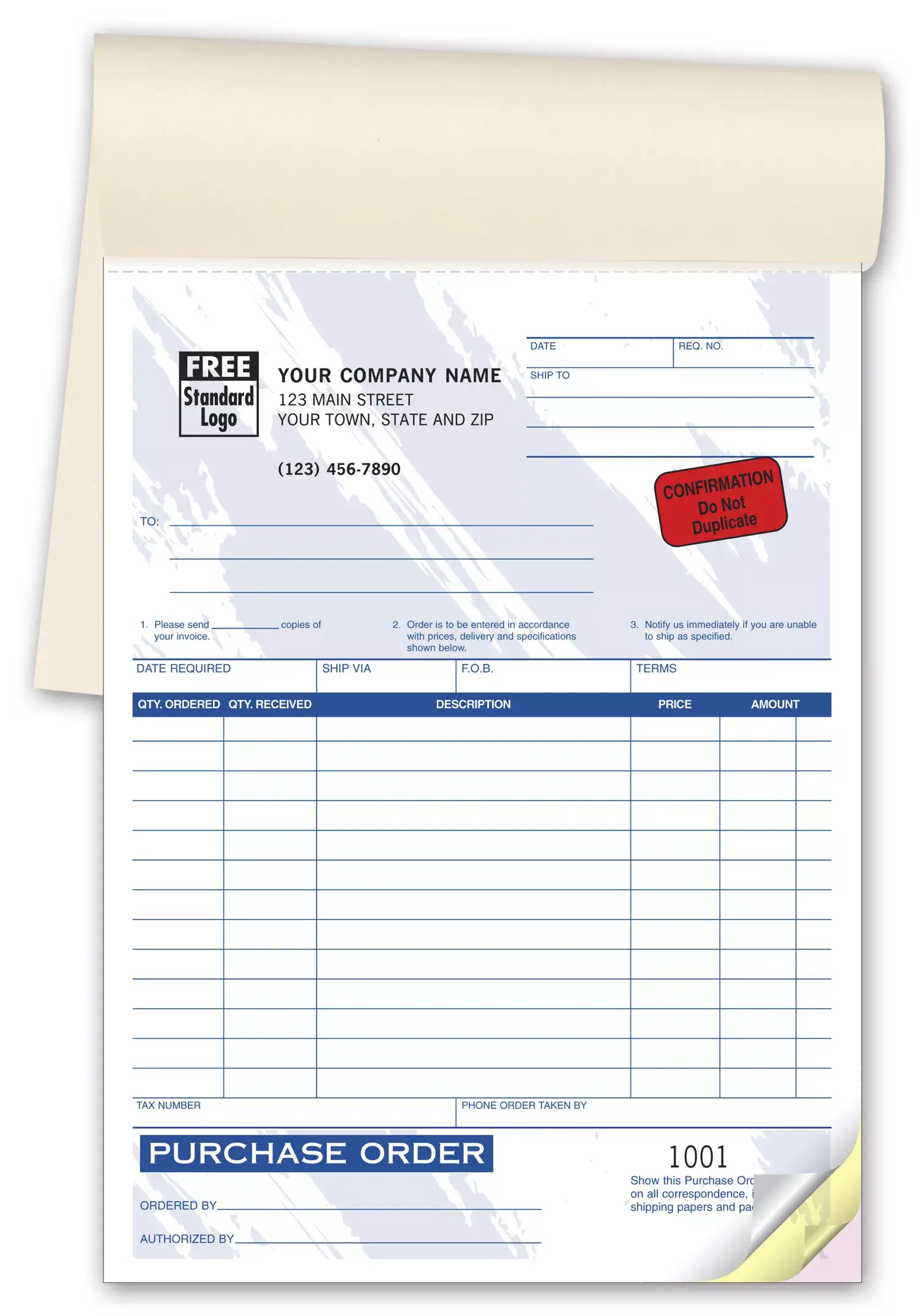 87T - Custom Printed Purchase Order Books