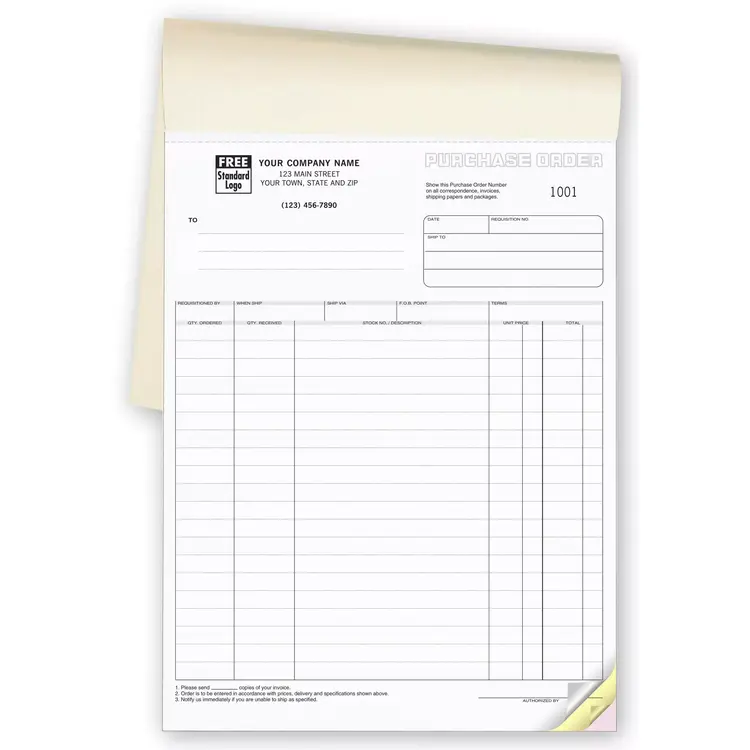92B - Custom Printed Purchase Order Books, Letter Size