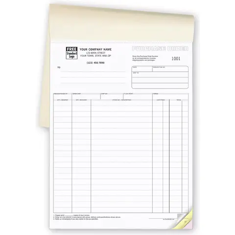 92B - Custom Printed Purchase Order Books, Letter Size