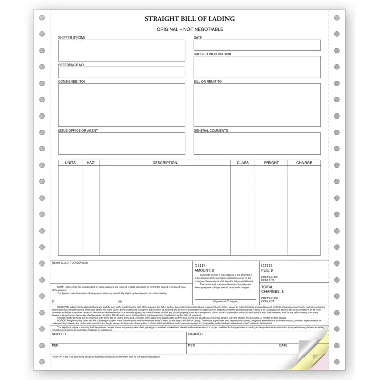 12254 - Continuous Straight Bills of Lading