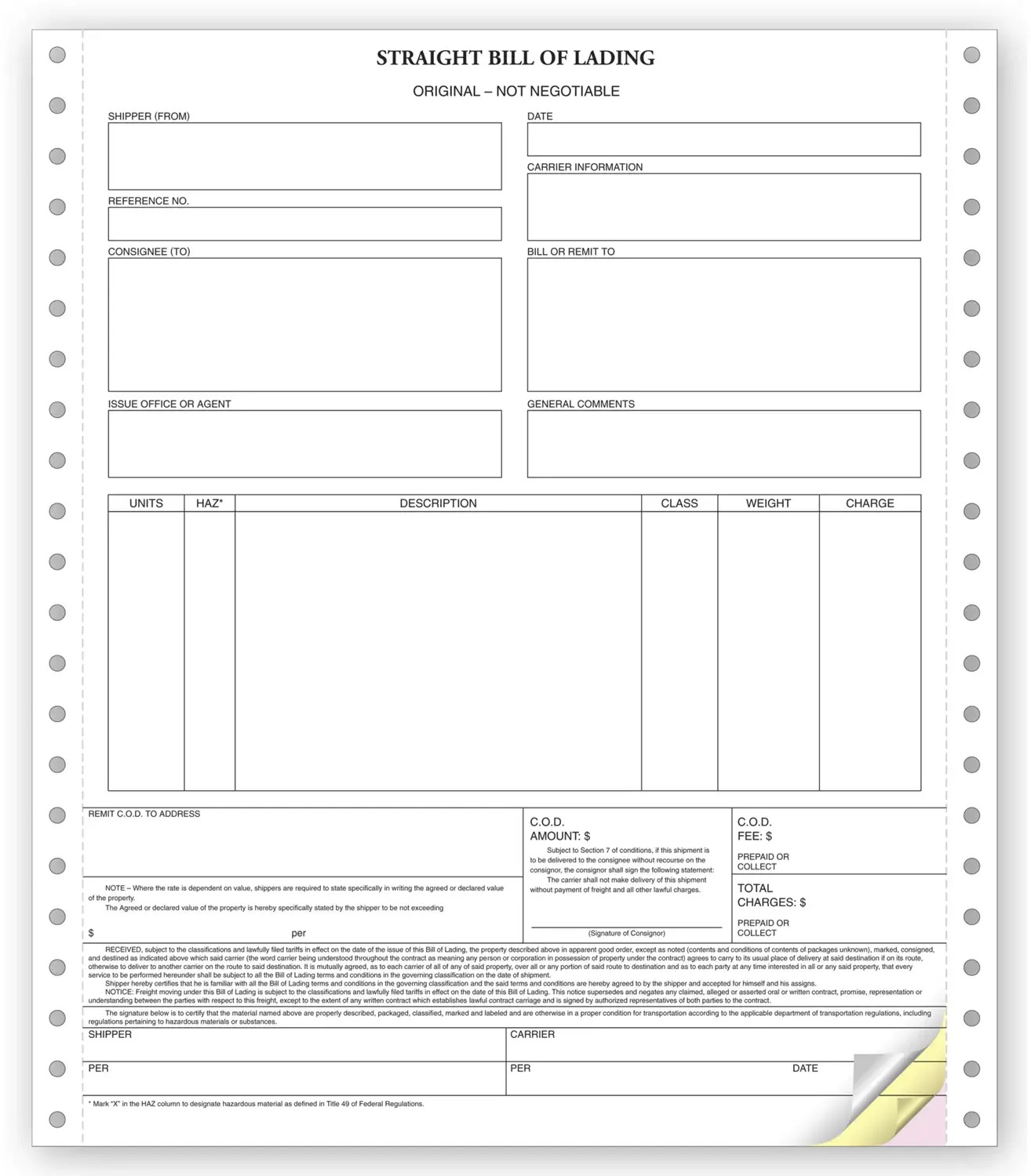 12254 - Continuous Straight Bills of Lading