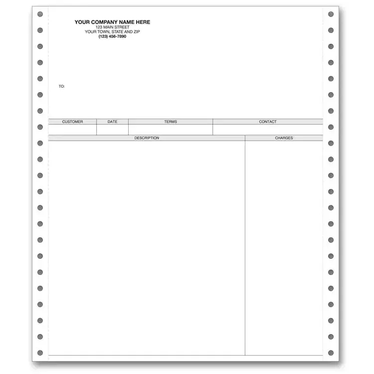 Pin Feed Invoices, Duplicate Format