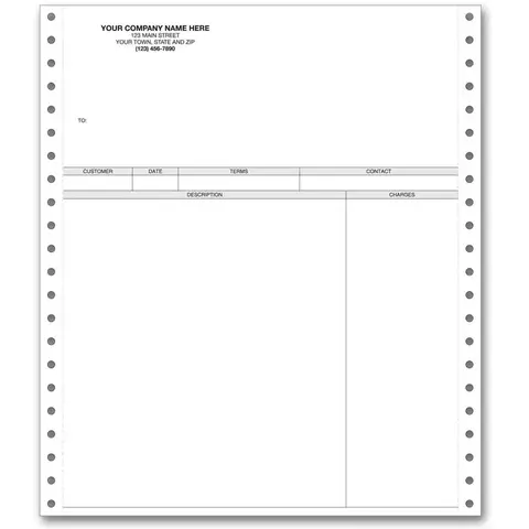 Pin Feed Invoices, Duplicate Format