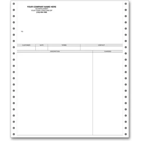 Pin Feed Invoices, Duplicate Format