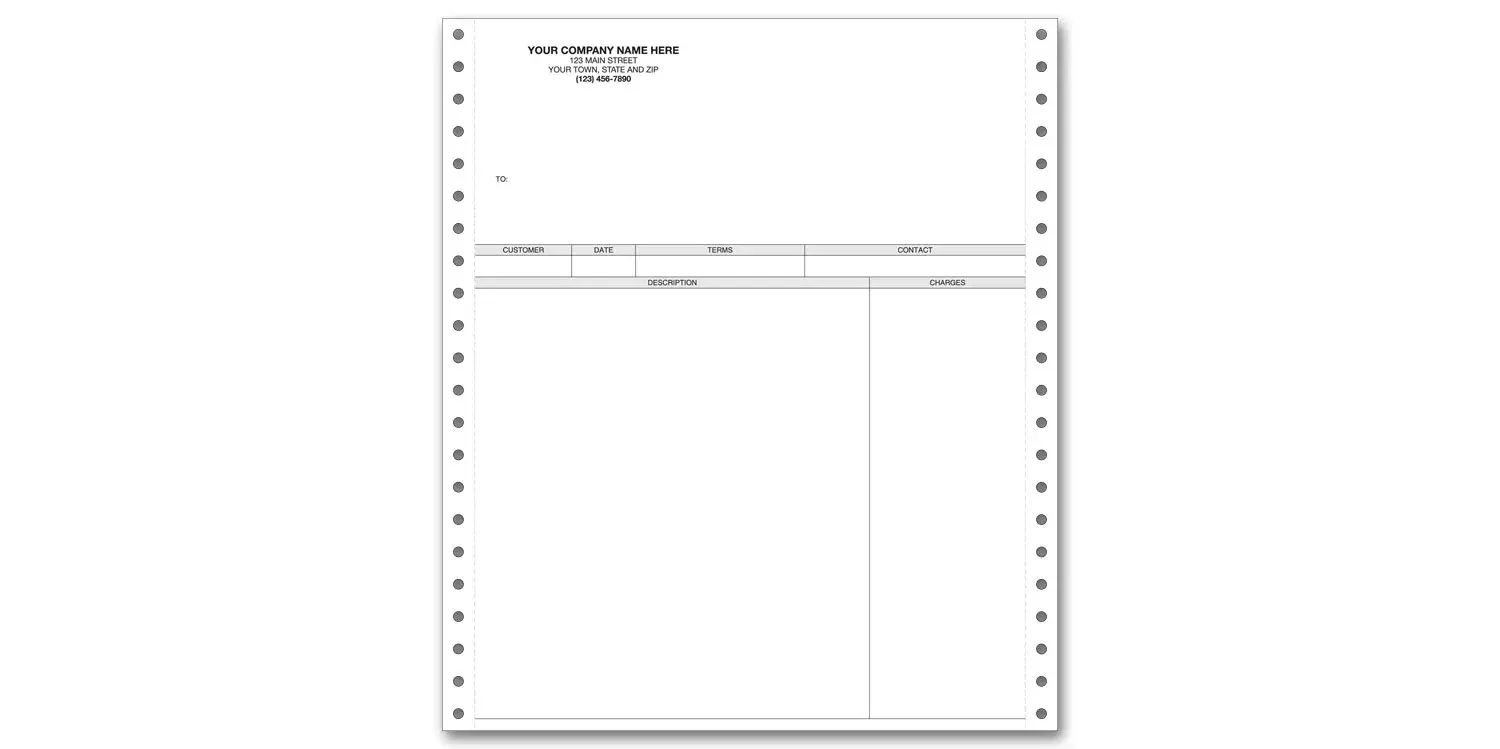 Pin Feed Invoices, Duplicate Format