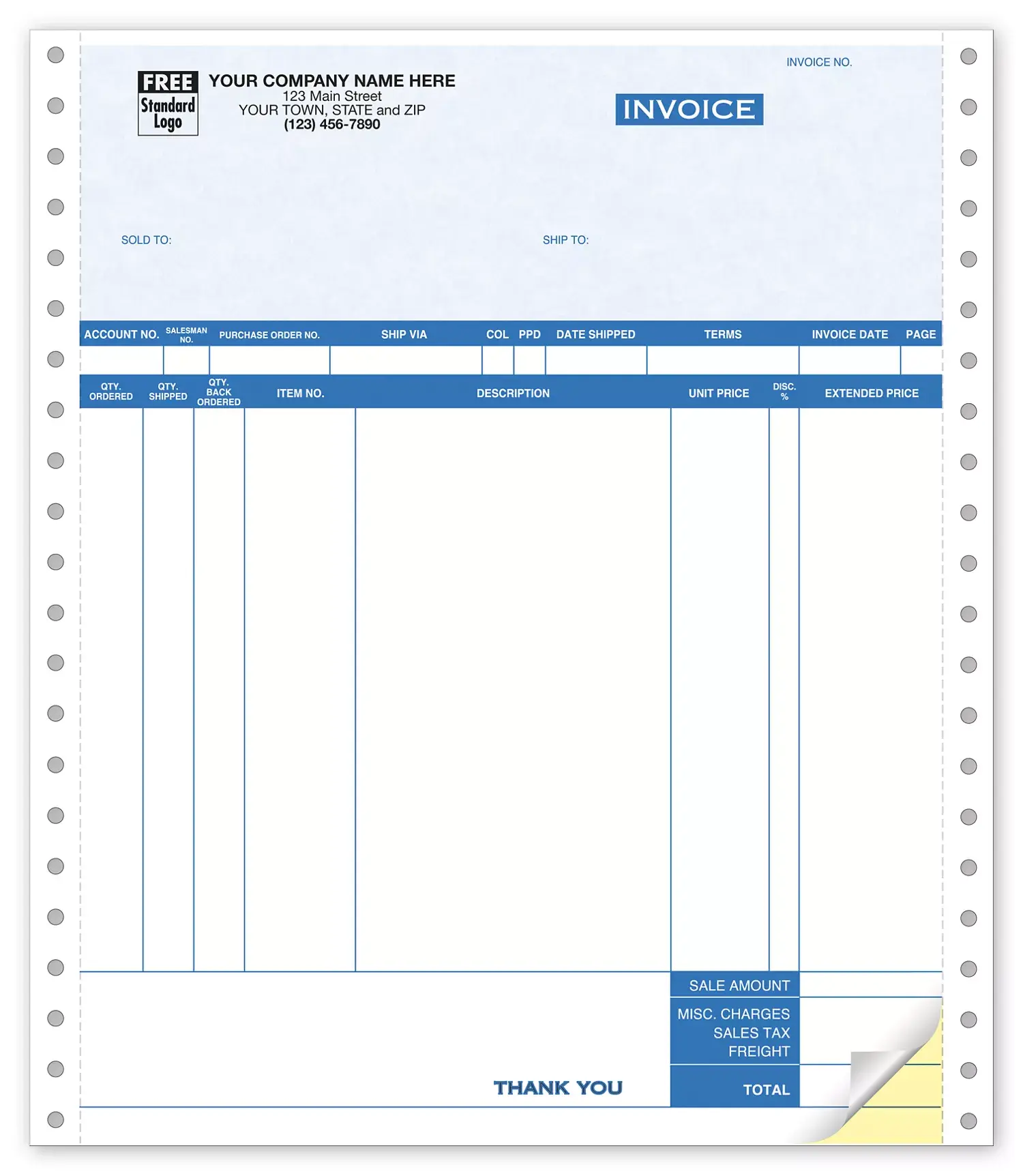9041G - General Continuous Invoices - Parchment Background