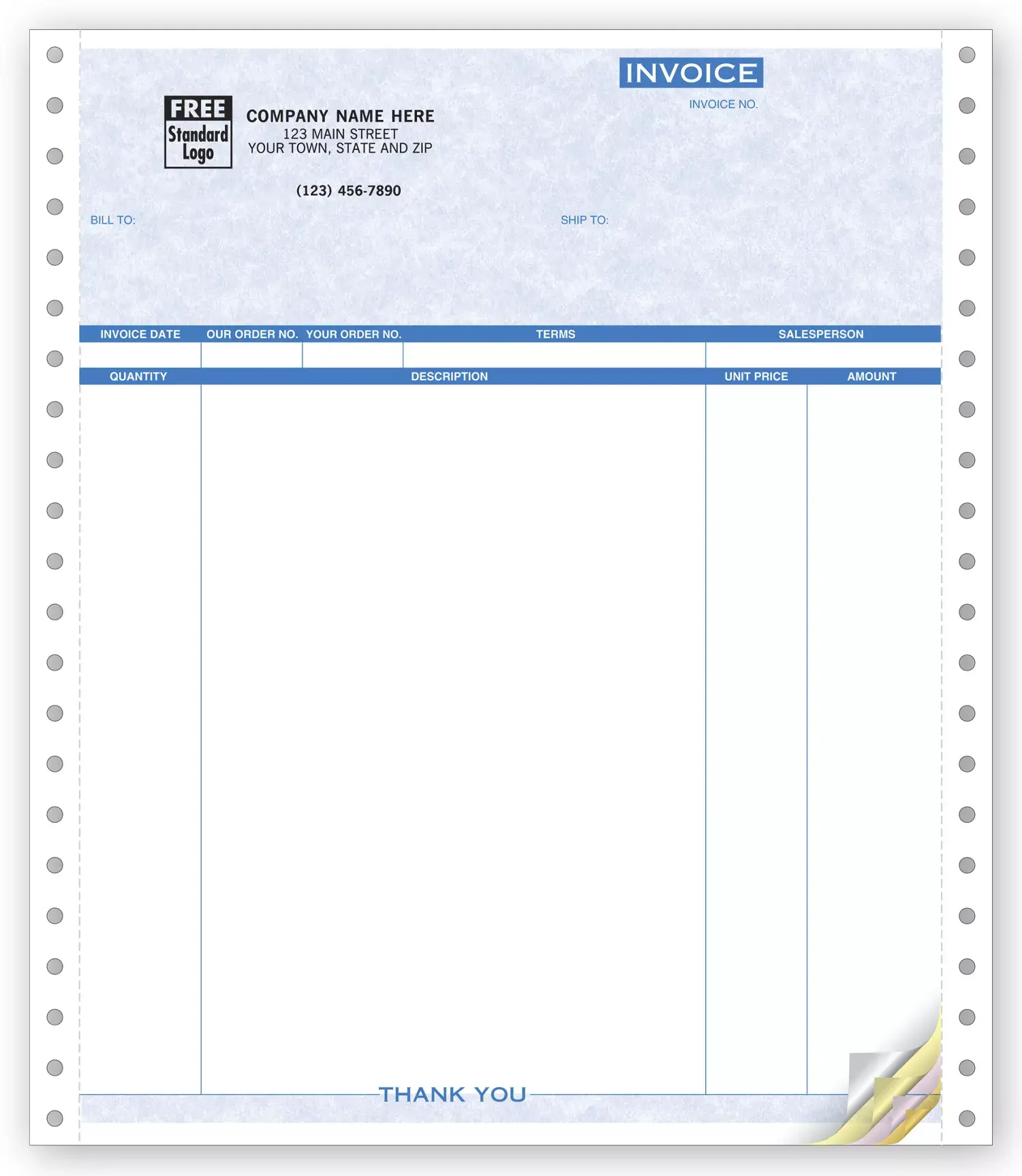 9059G - Continuous Invoices - Four Columns