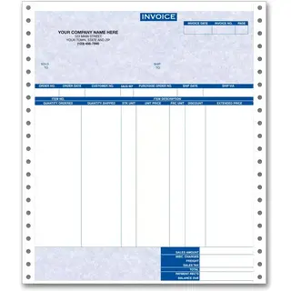 9190G - General Continuous Invoices for RealWorld - Parchment Background - Pin Feed Format