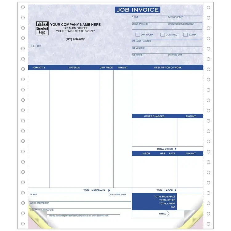 9251G - Continuous Job Invoices - Parchment Color Background