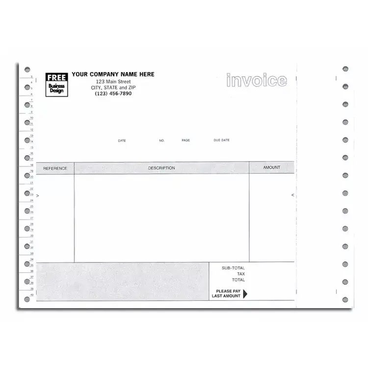 9296 - Continuous Non-Inventory Invoices for Clip, Quadruplicate Format