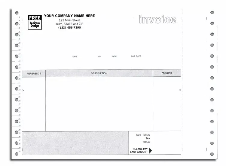 9296 - Continuous Non-Inventory Invoices for Clip, Quadruplicate Format