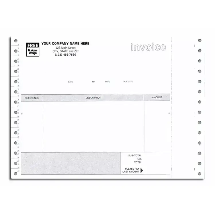 9296 - Continuous Non-Inventory Invoices for Clip, Quadruplicate Format