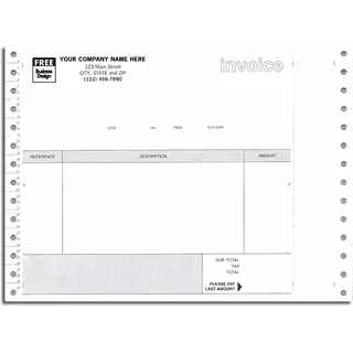 9296 - Continuous Non-Inventory Invoices for Clip, Quadruplicate Format